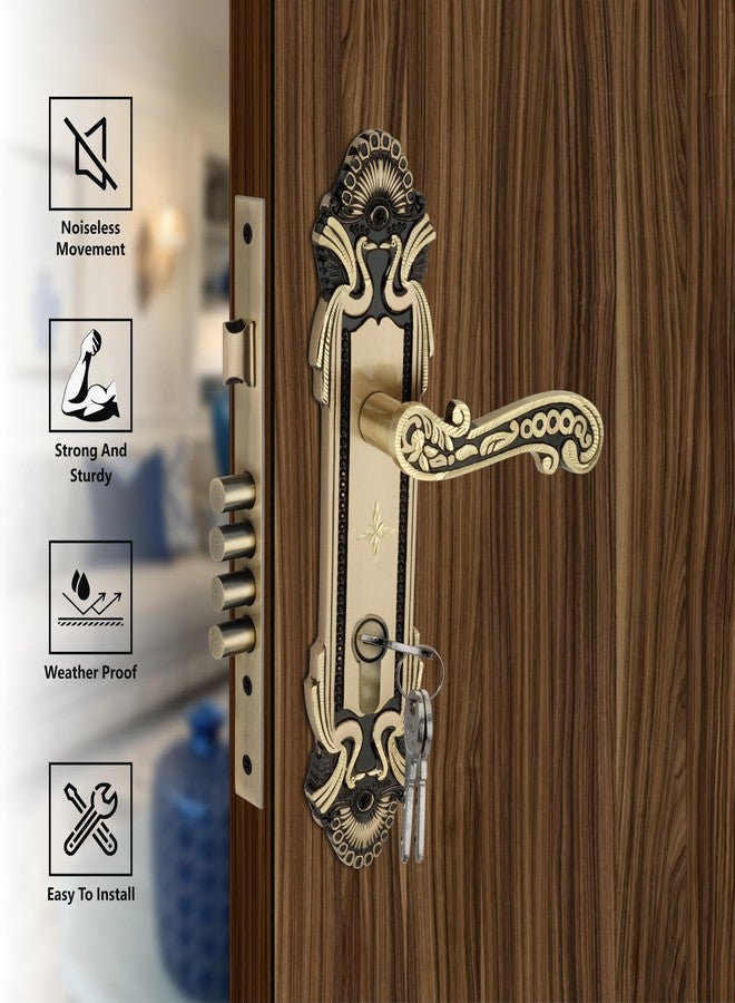 Kunal أقفال أبواب كونال النحاسية شديدة التحمل للأبواب الرئيسية وغرف النوم، طقم مقابض أقفال أبواب نقرية، أسطوانة 60 مم مع 3 مفاتيح نحاسية للمنزل والمكتب والفندق وغرفة النوم | تشطيب عتيق - 11 بوصة (ضمان لمدة عامين) - Image 5